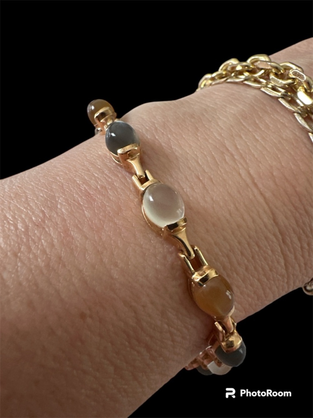 Vintage Ross-Simons Multi-Color Moonstone Bracelet GOLD OVER 925 Sterling